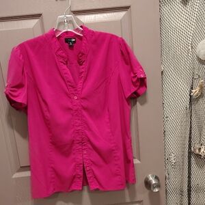 Chico's Pink Ruffled Puff Sleeve Top